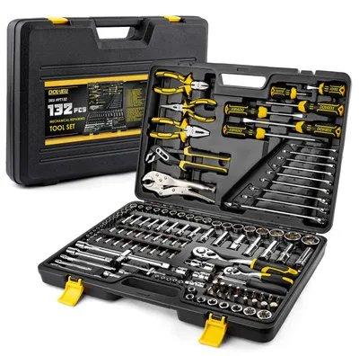 Werkzeugset 132-teilig, Mechaniker-Set für Auto & Motorrad