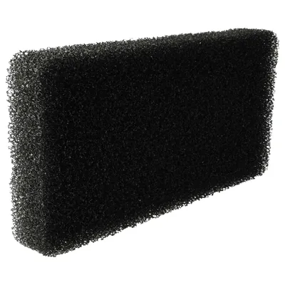A black foam filter is shown against a white background.
