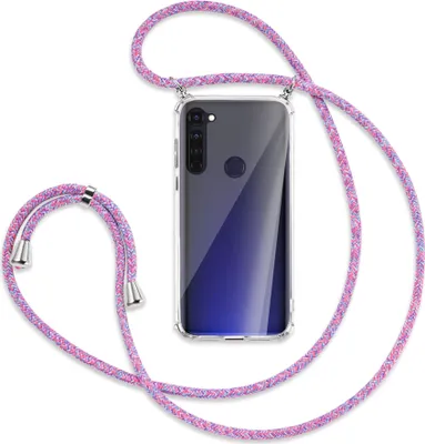 Produktbild von Handykette Backcover-Schutzhülle mit Band (Metall silberfarben) für Motorola Moto G Pro, G Stylus - lila/rosa/blau