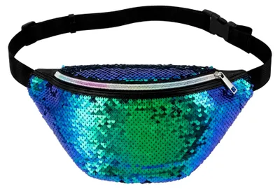 Produktbild von Glänzende Umhängetasche für Damen aus Pailletten – Retro Bauchtasche für Karneval, Fasching und Mottopartys