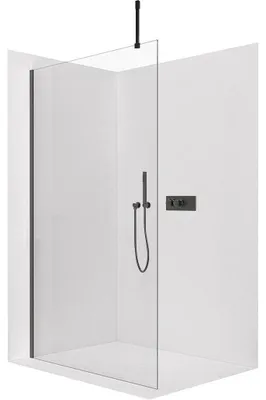Productafbeelding van CERANO - Douchewand Walk-in Onyx Top Cube L/P - 10 mm - vierkant profiel - mat zwart, transparant glas - 110x200 cm