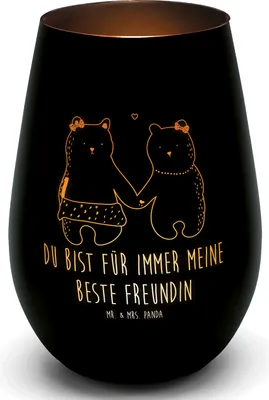Produktbild von Mr. & Mrs. Panda Laterne Bär Freundin - Schwarz - Geschenk, Outdoor Windlicht, Glas, Teelichthalter, Beste Freund Liebe Liebesbeweis Verliebt Kumpel Kumpeliene, Teddy
