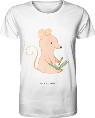 Produktbild von Mr. & Mrs. Panda Shirt Herren Maus Kreatives Schreiben Größe M - Weiß - Geschenk, Literatur, Oberteil, Herren-T-Shirt, Tshirt, T-Shirt, Creative Writing, Baumwoll-T-Shirt