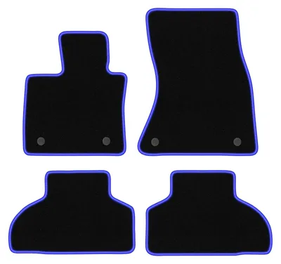 Produktbild von Fußmatten Automatten Velours Schwarz/Blau für BMW X5 F15 2013- Set 4-tlg