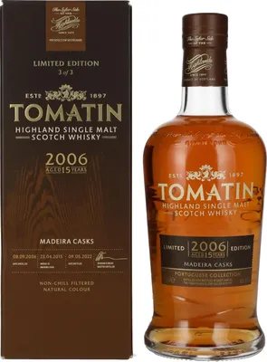 Produktbild von Tomatin 15 Years Old Portuguese Collection MADEIRA CASKS 2006 46% Vol. 0,7l in Geschenkbox