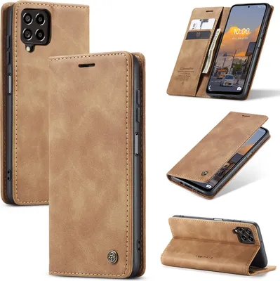 Produktbild von Galaxy M53 Hülle, Retro Kunstledertasche mit Standfunktion Schutzhülle für Samsung Galaxy M53 Braun