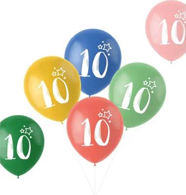 Produktbild von 6 Gleeful 10th Birthday Luftballons 33cm