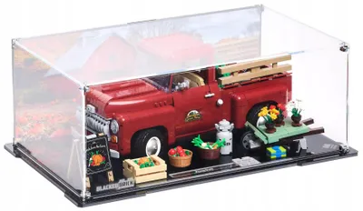 Zdjęcie produktu dla Czarna witryna z podświetleniem LED i nadrukowanym panelem tylnym, przeznaczona do zestawu LEGO® 10290 Creator Expert – Pickup