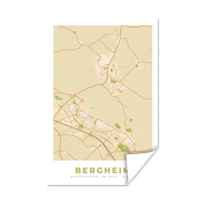 Produktbild von MuchoWow® Poster Karte - Jahrgang - Bergheim - Stadtplan 40x60 cm - Plakate für die Wand - Poster Babyzimmer