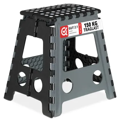 Obrázok produktu pre Skladacie stoličky Relaxdays, sada 10 ks, stoličky na kempovanie, stoličky do kúpeľne, nosnosť do 150 kg, plast, rozmery 39 x 39 x 32 cm, šedá/čierna
