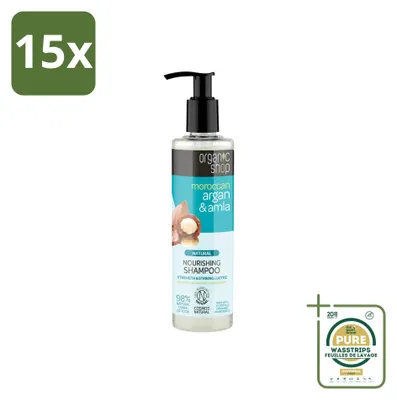 Image de 15 flacons de shampooing naturel nourrissant Argan & Amla, 280 ml - Lot de 15
