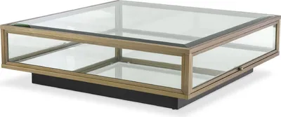 Produktbild von Casa Padrino Luxus Couchtisch Messingfarben / Schwarz 100 x 100 x H. 30 cm - Moderner Wohnzimmertisch - Wohnzimmer Möbel - Luxus Qualität