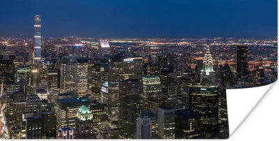 Produktbild von MuchoWow® Poster New York - Nacht - Himmel 40x20 cm - Poster für die Wand - Poster Schlafzimmer