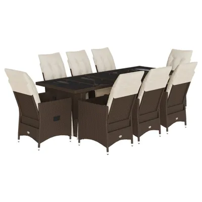 Obrázek produktu pro 9dílný zahradní bistro set s poduškami hnědý polyratan