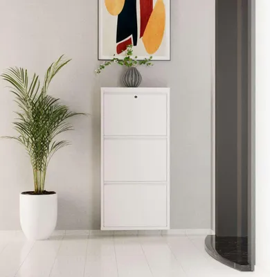 Obrázok produktu pre Skye Decor, Locking 3 Piece Metal - White, skriňa na topánky, biela, 100 % KOV, 50 x 15 x 103 cm