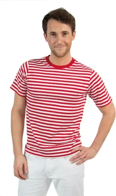 Produktbild von Kurzarm-Ringelshirt rot-weiß, Größe:S/M
