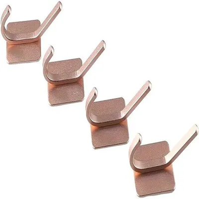 Immagine prodotto di Set di 4 ganci da bagno in oro rosa | Sicuri, ad alta adesività | Per bagno e cucina