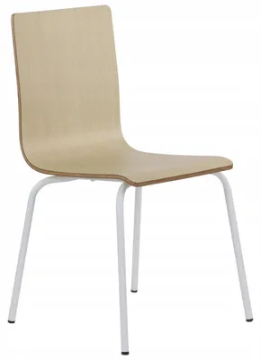 Immagine prodotto di Sedia da conferenza fissa WERDI B, schienale e seduta in compensato laminato, struttura in metallo verniciato a polvere, faggio/bianco