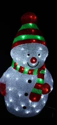 Obrázok produktu pre Akrylový snehuliak 80LED cca 45cm LK041S zelená/červená