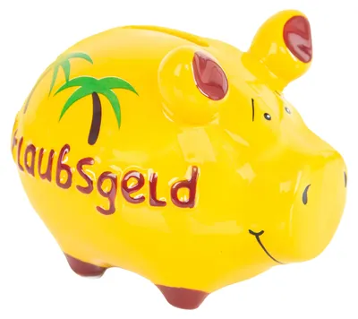 Produktbild von Sparschwein Urlaubsgeld gelb Urlaub Palmen Geschenk 12,5 cm