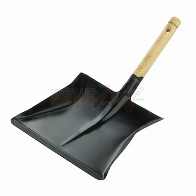 Produktbild von Kehrschaufel schwarz mit Holzgriff und Loch
