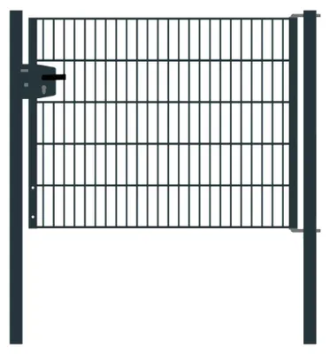Produktbild von Drahtgittertor 1-flügelig, Durchgangslichte: 134 cm, Gesamtbreite inkl. Pfosten: 146 cm - Ausführung: anthrazit beschichtet, Höhe: 103 cm