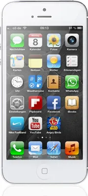 Produktbild von Apple iPhone 5, 10,2 cm (4"), 1136 x 640 Pixel, 16 GB, 8 MP, iOS 6, Silber, Weiß
