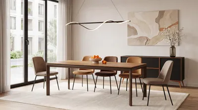 Produktbild von Rechteckiger Esstisch Ausziehbar – Minimalistischer Esszimmertisch mit Braunen Metallbeinen – 180 x 90 cm – Verlängerbar bis 270 cm – Eiche Braun
