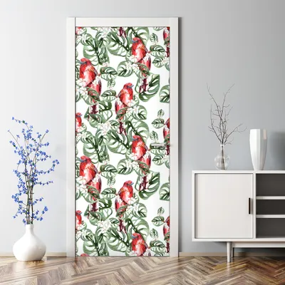 Produktbild von Dekorative Türaufkleber Aaufkleber selbstklebend Klebefolie Türtapete Vögel und Blätter 85 x 200 cm
