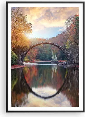 Produktbild von Gerahmtes Poster - Schwarzer Rahmen - Garten Rhododendren Brücke - 70x100 cm - Wand Bild - Wanddeko - Wandbilder - Kunstposter - Wandposter - Bilderrahmen - Bilder - Kunstdruck - P2BPA70x100-4660