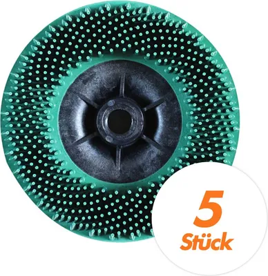 Produktbild von 5 Stück 3M Bristle Disc Hochleistungsscheibe 115 mm M14 - grün / gelb / weiß - verschiedene Körnung/Farben Körnung:K. 50 - grün