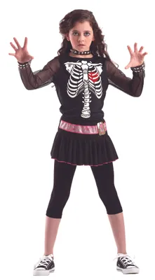 Produktbild von Skelettkostüm Kostüm Skelett Pink für Kinder Kinderkostüm Knochen Halloween Gr. 110/116 - 134/140, Größe:110/116