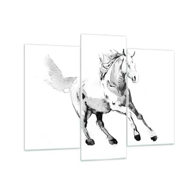 Produktbild von Bilder auf glas - 3 Teile - Pferd Galopp Tier - 130x100cm - Glasbilder - Wandbilder - Bilder - zum Aufhängen bereit - Wanddekoration aus Glas - Glas Bilder - Wandbild auf Glas - GCB130x100-5117