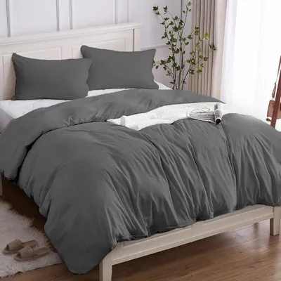 Productafbeelding van TRANKIELO® - Dekbedovertrekset 240 x 220 cm - 100% Katoen - Zacht, Ademend, Hypoallergeen, Lichtgrijs