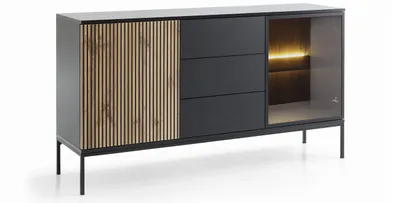 Produktbild von yourhouse24 Kommode Sento KSZ154 mit LED-Beleuchtung, Schwarze Untergestell aus Metall