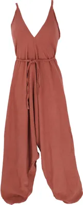 Produktbild von Boho Jumpsuit, Rückenfreie Sommer Pluderhose, Overall, Aladin Hosenkleid - Rost, Damen, Braun, Baumwolle, Hosen