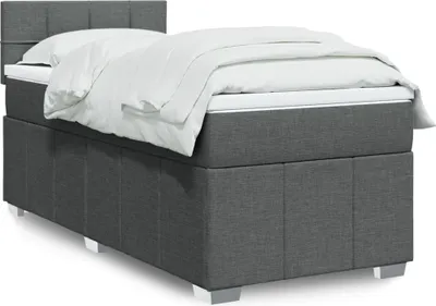 Produktbild von Boxspringbett mit Matratze Dunkelgrau 90x200 cm Stoff, Klassische Betten 2024 Neu