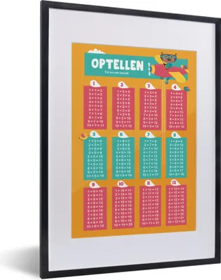 Produktbild von MuchoWow® MuchoWow® Gerahmtes Poster Kinderzimmer - Aufsummieren - Erzieherisch - Jungen - Mädchen - Kinder - Orange - Kinder 30x40 cm - Poster mit zchwarzem Bilderrahmen - Wandposter Schlafzimmer