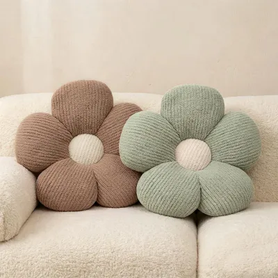 2er-Set Blumenkissen, Sitzkissen, Deko, Khaki/Grün
