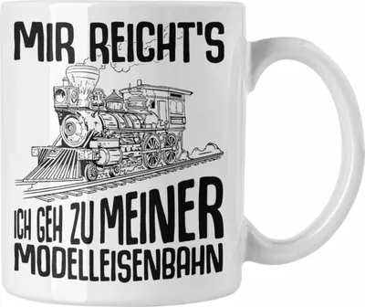 Produktbild von Trendation - Mir Reichts Ich Geh Zu Meiner Modelleisenbahn Tasse Geschenk Eisenbahner Lokführer Spruch Lokomotive Geschenkidee Eisenbahn (Weiß)