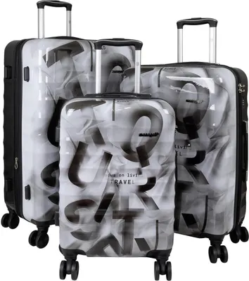 Produktbild von Hartschalen Trolleyset mit Dehnfalte - Revona Schwarz mit Grau 3tlg. Set (M,L,XL)