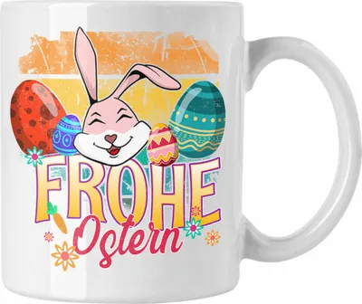 Produktbild von Trendation - Tasse Ostern Ostergeschenke Kinder Jugendliche Geschenke Lustige Grafik Osterhase Osterei Frohe Ostern Lustig (Weiß)