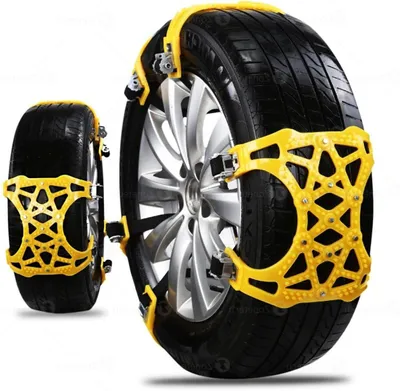 Produktbild von Schneeketten Set - Autoreifen - Sicheres Fahren - Einfache Installation - Set von 6 - Gelb