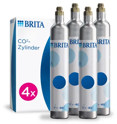 Produktbild von BRITA CO2-Zylinder 4-er Pack für Wassersprudler (bis zu 60l gesprudeltes Wasser pro Füllung)