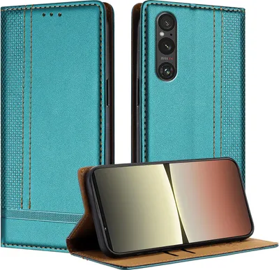Produktbild von Handyhülle für Sony Xperia 1 V Leder Flip Klappbare Schutzhülle mit Standfunktion Grün