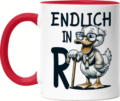 Produktbild von Endlich in Rente Tasse Rot - Pension Humor Renteneintritt Abschied