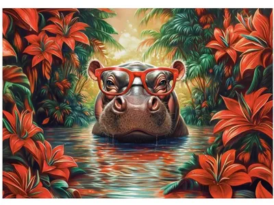 Image de Puzzle CASTORLAND sur le thème des hippopotames, 500 pièces
