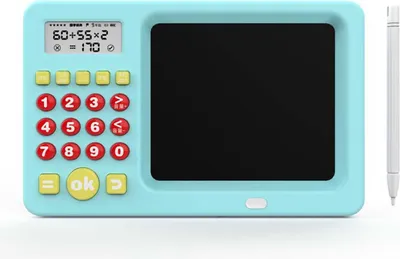Obrázek produktu pro Dětský tablet na učení - psací tablet a matematický trenažér 2 v 1 - matematická a omalovánková hračka pro chlapce a dívky (modrá)