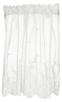 Gardine 74x61 cm, transparent, Blumenstickerei, weiß