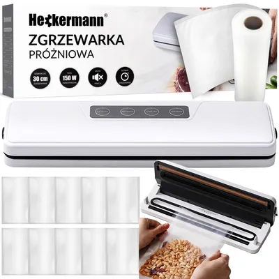 Immagine prodotto di Set Heckermann GM-77 per la sigillatura sottovuoto, colore bianco, completo di pellicola da 28x600 cm